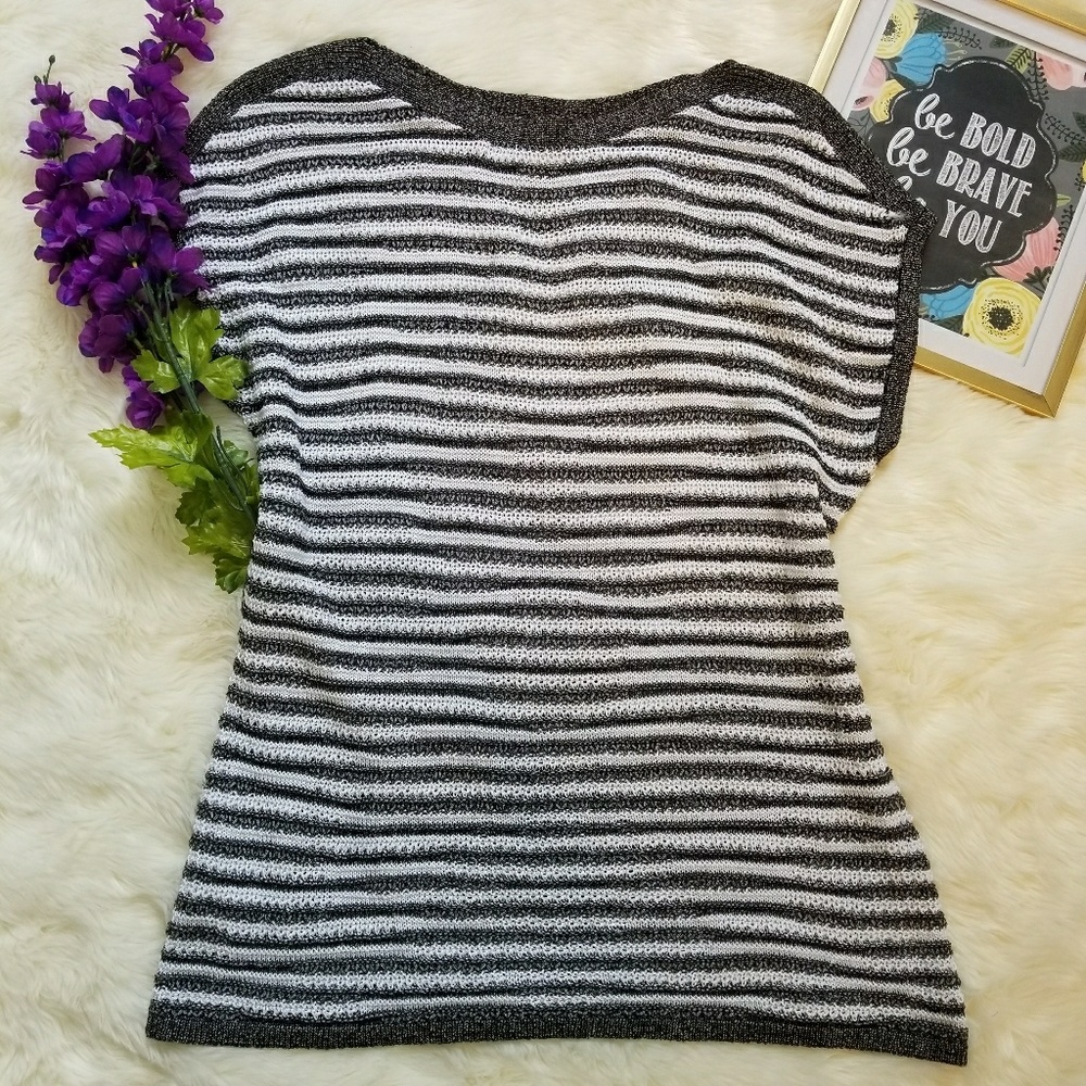 coldwater creek striped knitted top large